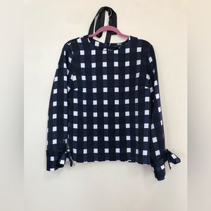 Banana Republic Statement Sleeve Blue & White Checkered Blouse size M